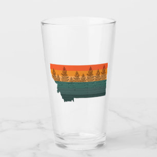 Montana State Tree Silhouette Glas