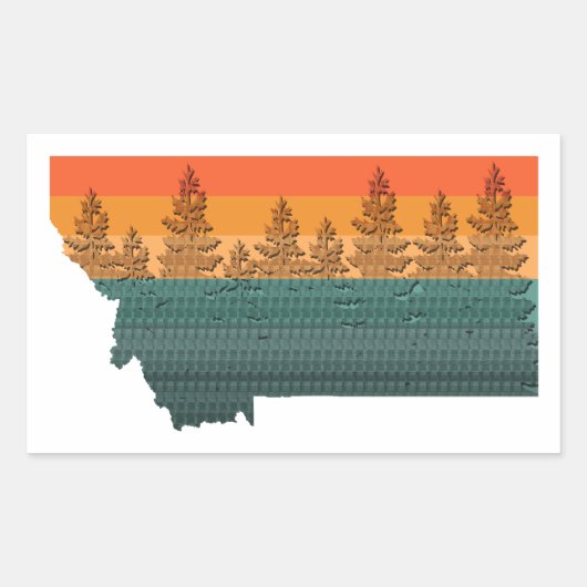 Montana State Tree Silhouette Rechthoekige Sticker (Voorkant)