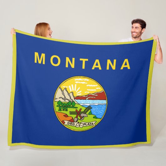 Montana State Vlag Print Patriot Fleece Deken (In situ)
