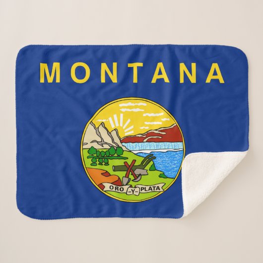 Montana State Vlag Print Patriottisch Sherpa Deken (Voorkant (horizontaal))