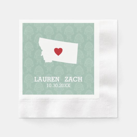 Montana Thuis Staat Stad Kaart - Aangepaste Trouw Servetten (Voorkant)