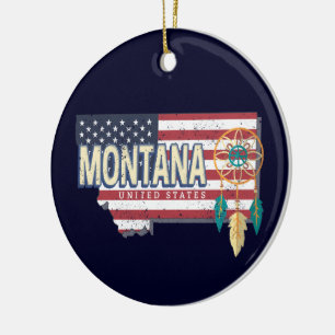 Montana Verenigde Staten Retro State Kaart Vereni Keramisch Ornament