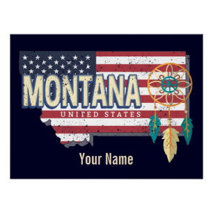 Montana Verenigde Staten Retro State Kaart  Vereni Perfect Poster