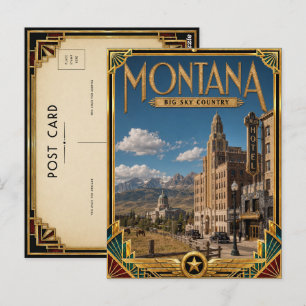 Montana Vintage Art Deco Gouden Tijdperk Briefkaart