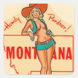 Montana vintage reizen vierkante sticker