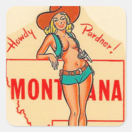 Montana vintage reizen vierkante sticker (Voorkant)