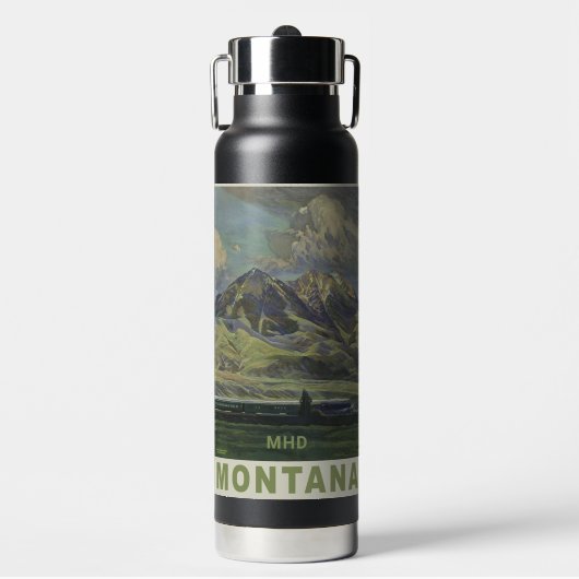 Montana Vintage Travel aangepast monogram Waterfles (Voorkant)
