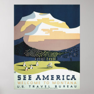 Montana Vintage Travel Poster en Retro Prints