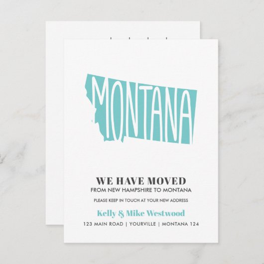 MONTANA We hebben New Address New Home verplaatst Briefkaart (Voorkant / Achterkant)