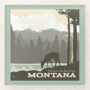 Montana   Welkom bij Big Sky Country Glazen Onderzetter