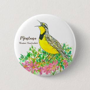 Montana Westerne Meadowlark State Bird Ronde Button 5,7 Cm