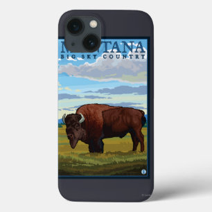 MontanaBison Vintage Travel Poster iPhone 13 Hoesje