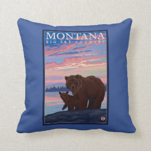 MontanaMomma Beer en Cub Vintage Travel Kussen