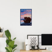 MontanaMomma Beer en Cub Vintage Travel Poster (Thuiskantoor)