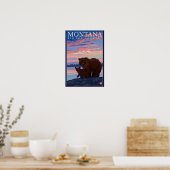 MontanaMomma Beer en Cub Vintage Travel Poster (Keuken)