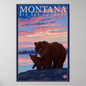 MontanaMomma Beer en Cub Vintage Travel Poster (Voorkant)