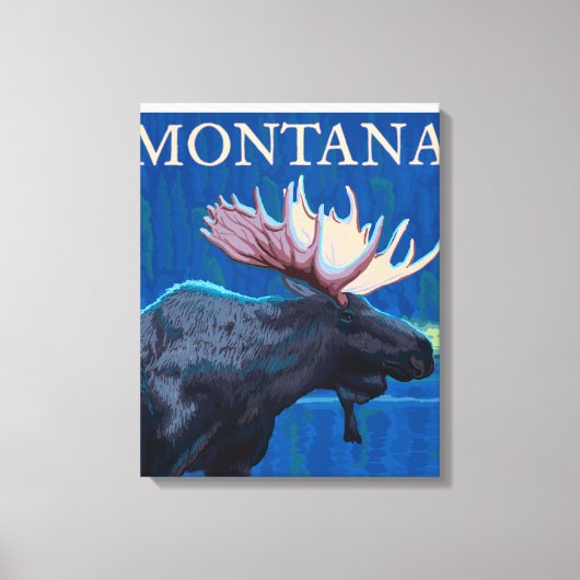 MontanaMoose Vintage Travel Poster Canvas Afdruk (Voorkant)