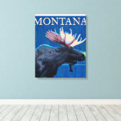 MontanaMoose Vintage Travel Poster Canvas Afdruk (Insitu (Houten vloer))