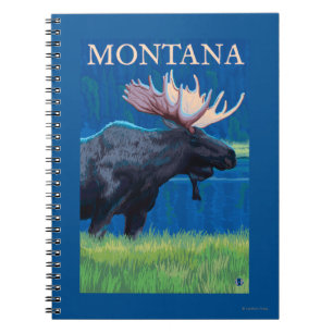 MontanaMoose Vintage Travel Poster Notitieboek