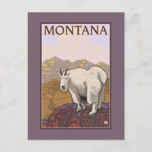 MontanaMountain Goat Vintage Travel Poster Briefkaart