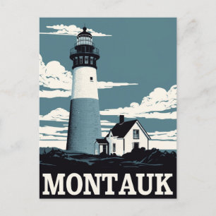 Montauk Lighthouse Retro Reisposter Briefkaart