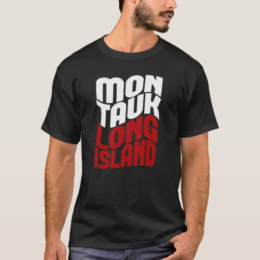 Montauk Long Island T-shirt - Red White (Voorkant)