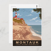Montauk, Long Island, Vintage reizen Briefkaart (Voorkant / Achterkant)