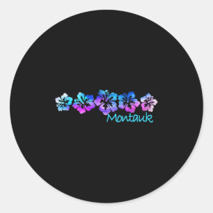 Montauk, New York Tropical Flower - vakantie Beach Ronde Sticker
