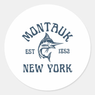 Montauk New York Vissen Marlijn Reizen Vis Strand Ronde Sticker