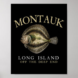 Montauk Off The Deep End Fluke Botervis Vissen Aan Poster