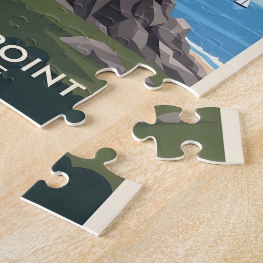 Montauk Point Lighthouse, Coastal Cliff & Sailboat Legpuzzel (Zijkant)