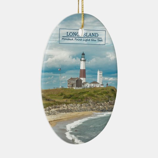 Montauk Point Lighthouse Keramisch Ornament (Rechts)