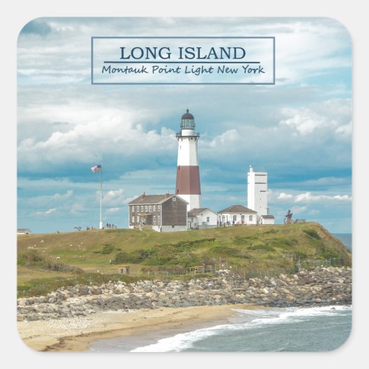 Montauk Point Lighthouse Vierkante Sticker (Voorkant)