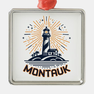 Montauk Point New York Vuurtoren Zonsopgang Metalen Ornament