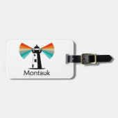 Montauk Point, vuurtoren in New York, regenboog Bagagelabel (Voorkant horizontaal)