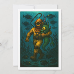 Montauk Salvage Co. Diver met vriend 5x7 Blank Save The Date