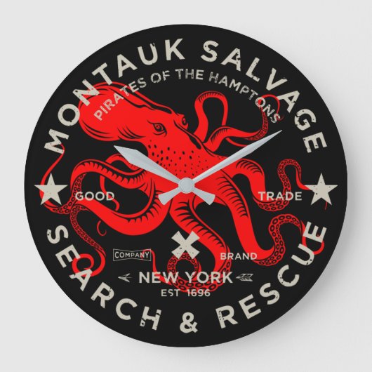 Montauk Salvage Co. Octopus Large Wall Clock Grote Klok (Voorkant)