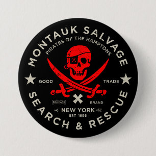 Montauk Salvage Co. Red Pirate Button