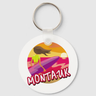 Montauk Surfer Vrouw Sleutelhanger