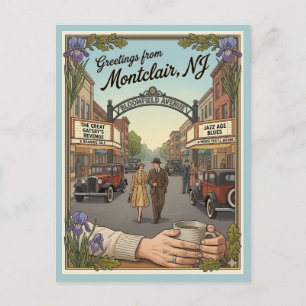 Montclair NJ Bloomfield Avenue Antiek Briefkaart
