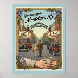 Montclair NJ Bloomfield Avenue Antiek Poster