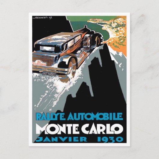 Monte Carlo 1930 Rallye vintage course Carte posta (Devant)