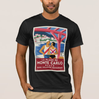 Monte Carlo Beach – Vintage Art Deco Riviera Reis T-shirt
