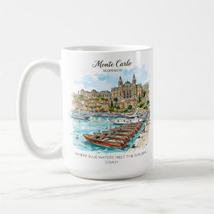 Monte Carlo Monaco Aquarel Jachthaven Koffiemok