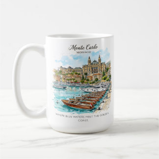 Monte Carlo Monaco Aquarel Jachthaven Koffiemok