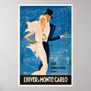 Monte Carlo Monaco Oude Reisposter Poster