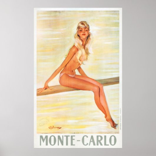 Monte-Carlo Monaco Poster Vintage voyage restauré (Devant)