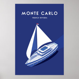 Monte carlo Monaco: reisposter voor de franse rivi Poster