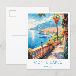 Monte Carlo Monaco Vintage Travel Briefkaart