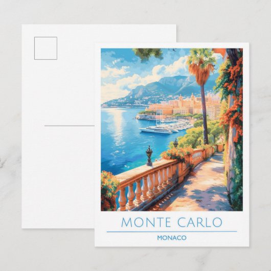 Monte Carlo Monaco Vintage Travel Briefkaart (Voorkant / Achterkant)